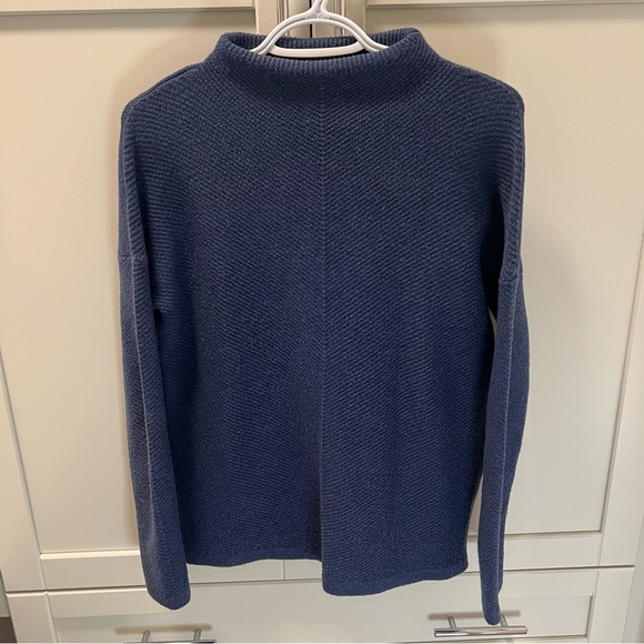 Denver Hayes Sweaters - DENVER HAYES Blue Cowl Neck Sweater | Size Medium | Viscose, Nylon, Polyester